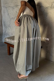 Fashion Plaid Print Elastic Waist Pocket Loose Wide-leg Pants