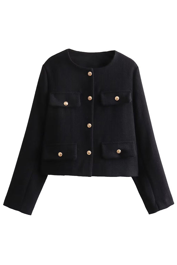 Stylish Buttoned Long Sleeve Casual Pocket Blazer