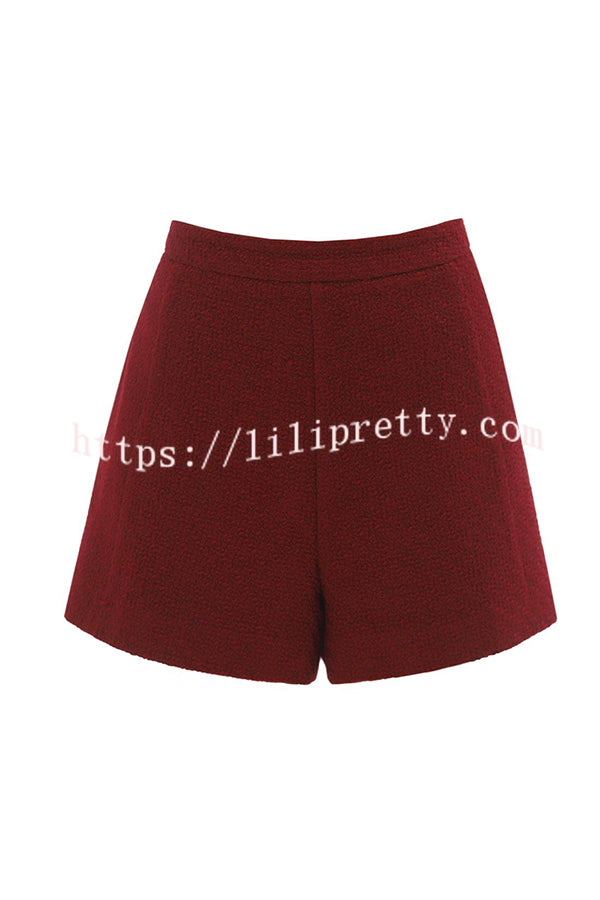 Sweet Dreams Tweed High Rise Pocket Wide Leg Mini Shorts