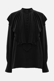 Court-style Draped Ruffled Elegant Chiffon Blouse