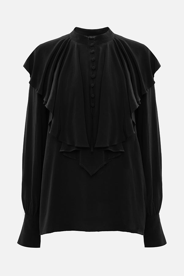 Court-style Draped Ruffled Elegant Chiffon Blouse