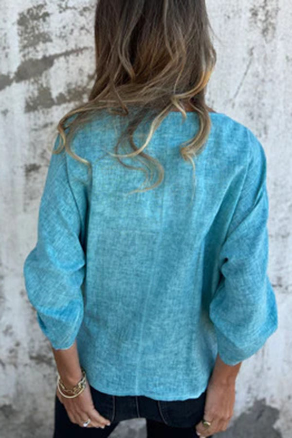 Solid Color Casual Round Neck Loose Knot Top