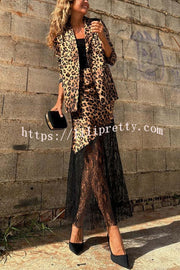 Coco Lady Leopard Lace Patchwork Irregular Skirt