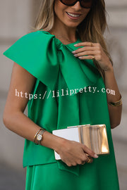 Ever Yours Satin Oversized Bow Detail Sleeveless Loose Maxi Dress