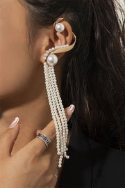 Baroque Faux Pearl Tassel Exaggerated Earrings (One Side)
