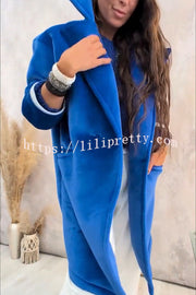 A Pleasant Winter Button Up Long Sleeve Pocket Lapel Loose Midi Jacket