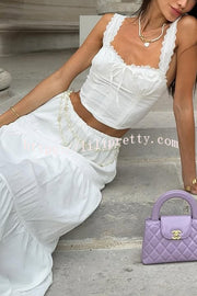 Fashionable Suspender Slim-fit Top and Elastic Waist Stitching Elegant Maxi Skirt Set