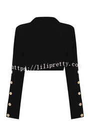 Lilipretty® Leia High Neck Button Bell Sleeve Top and Cutout Waist Metal Pocketed Flare Pants Set