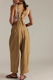 Fashionable Casual Side Pocket Button Loose Denim Overalls