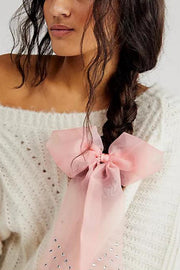 Organza Bow Rhinestone Spring Hairpin