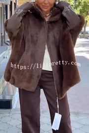Fashion Sports Stripe Print and Ribbed Embroidered Long Sleeve Zipper Pocket Hooded Plush Coat