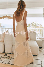 Lilipretty® Knitted Sexy Backless Argyle Pattern Slim Fit Maxi Dress