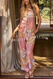 European Summer Linen Blend Ric Rac Trims High Rise Pocket Loose Pants