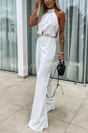 Fashionable Solid Color Sleeveless Hollow Slim Fit Jumpsuit