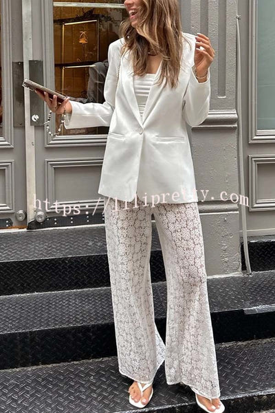 Budding Romance Floral Lace Elastic Waist Wide Leg Pants