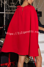 Dear Me Bow Detail Cape Pocket H-line Mini Dress