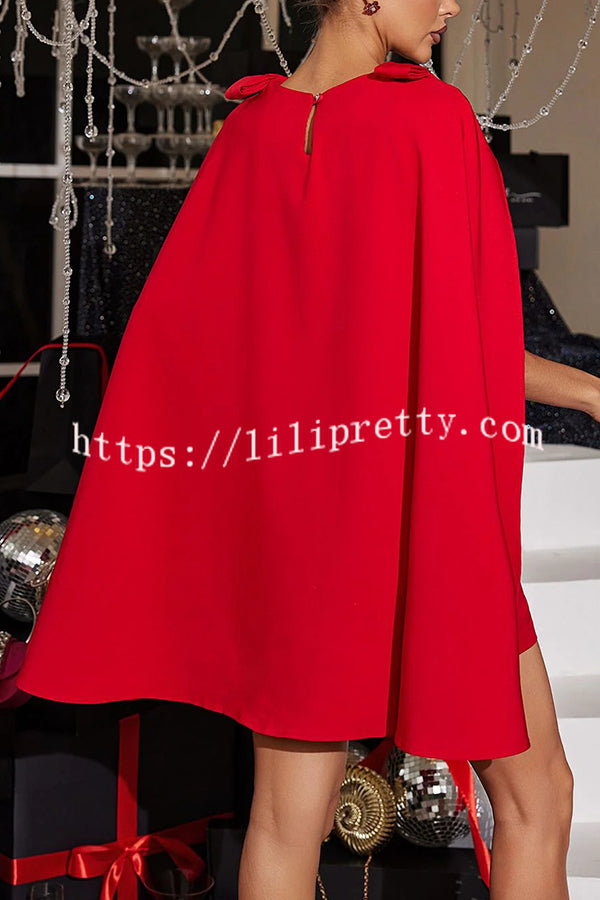 Dear Me Bow Detail Cape Pocket H-line Mini Dress