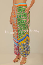 Brazil's Joyful Spirit Colorful Unique Print Elastic Waist Pocketed Loose Bloomer Pants