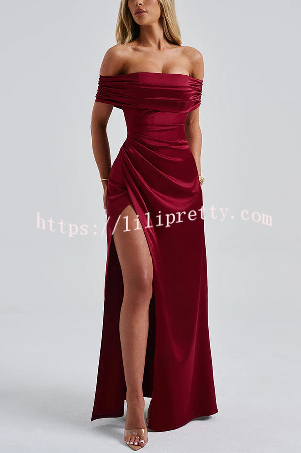 Sexy Off-shoulder Fitted High Slit Elegant Maxi Dress