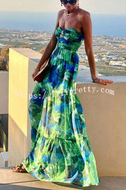 Lilipretty Vacation Colour Palette Floral Twist Bust Off Shoulder Maxi Dress