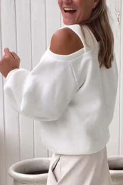 Solid Color Casual Off-shoulder Loose Long-sleeved Sweatshirt