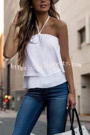 Solid Color Halter Neck Casual All-match Top