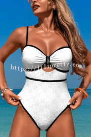 Fashion Contrast Color Hollow Stretch One-piece Swimsuit