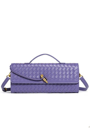 Woven Soft Leather Horizontal Square Accordion Bag