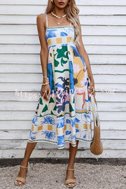 Lilipretty Tea Party Vibes Unique Print Pocketed Smocked Back Midi Dress