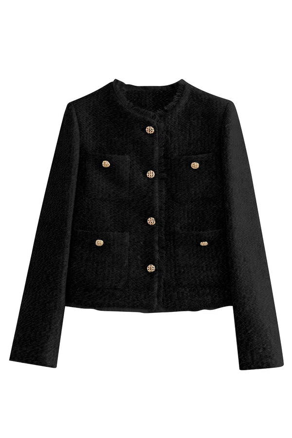 Lilipretty Joy To The World Tweed Metal Button Pocket Jacket