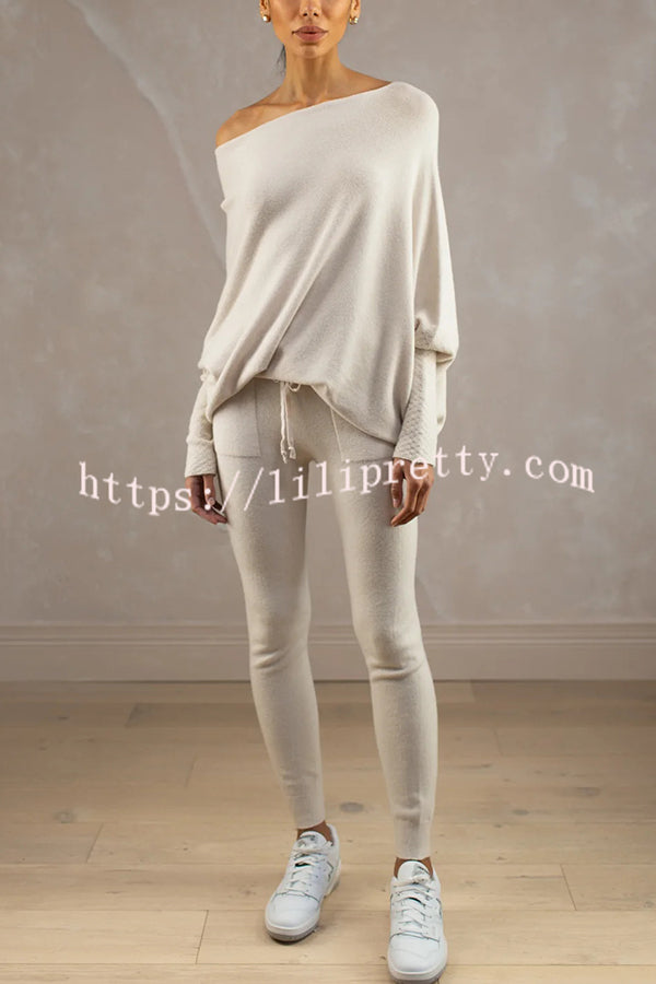 Solid Color Round Neck Long Sleeve Loose Knitted Sweater