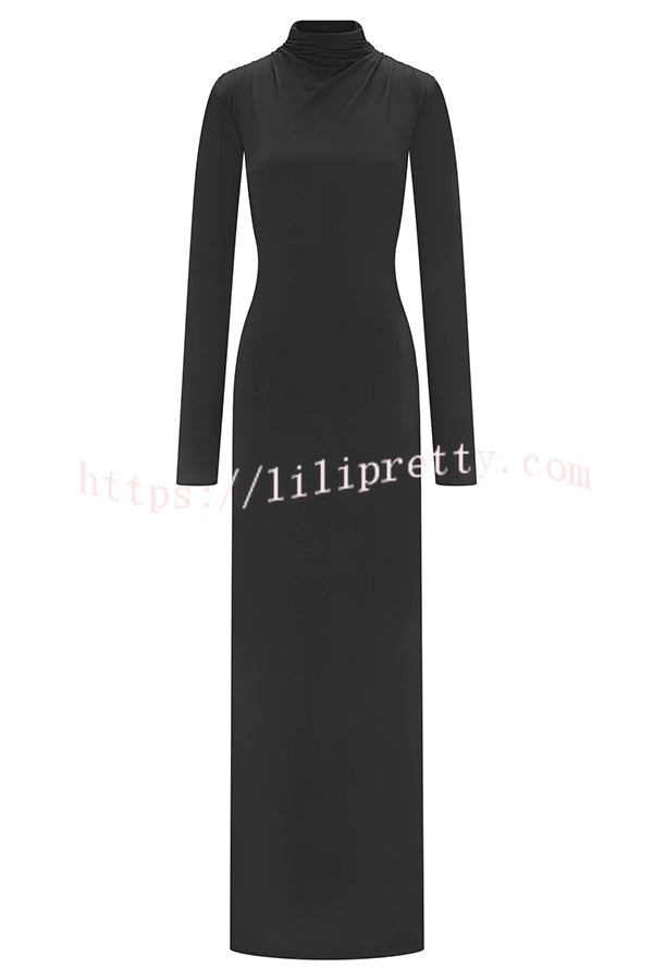 Sexy Backless Long-sleeved Stretch Slim-fit Maxi Dress