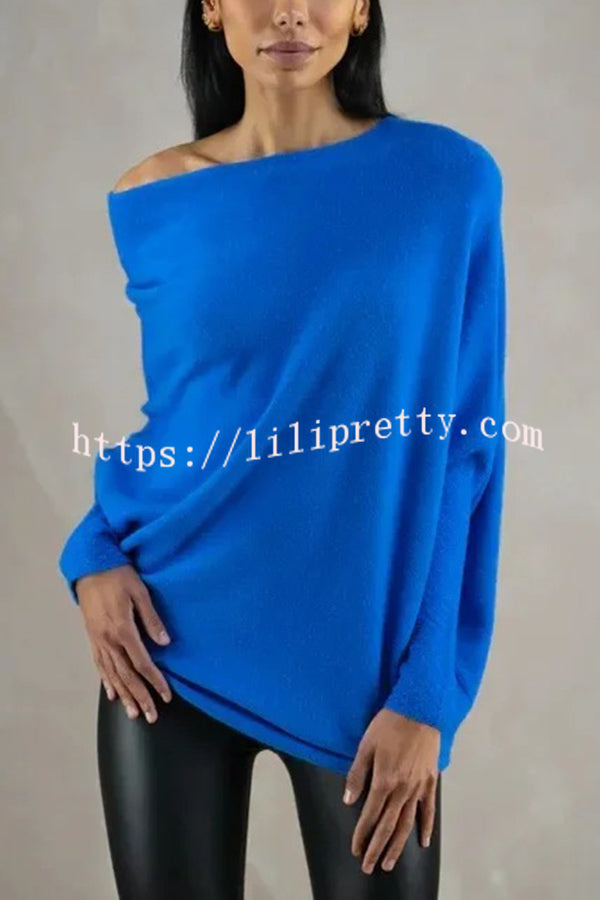 Solid Color Round Neck Long Sleeve Loose Knitted Sweater