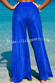 Solid Color Loose Metal Buckle Beach Pants