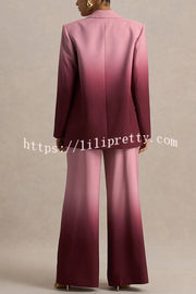 Enya Ombre Print Elastic Waist Pocketed Wide Leg Pants