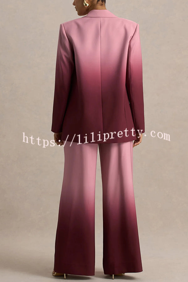 Enya Ombre Print Elastic Waist Pocketed Wide Leg Pants