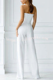 Tuxedo-style Off Shoulder Pocket Wide Leg Formal Jumpsuit