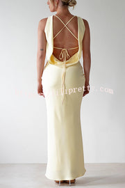 Solid Color Sexy Backless Lace-up Elegant Slim Maxi Dress