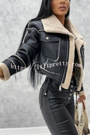 Stylish Lambswool Short Zipped Biker Jacket