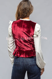 Retro Gold Velvet V-neck Sleeveless Vest