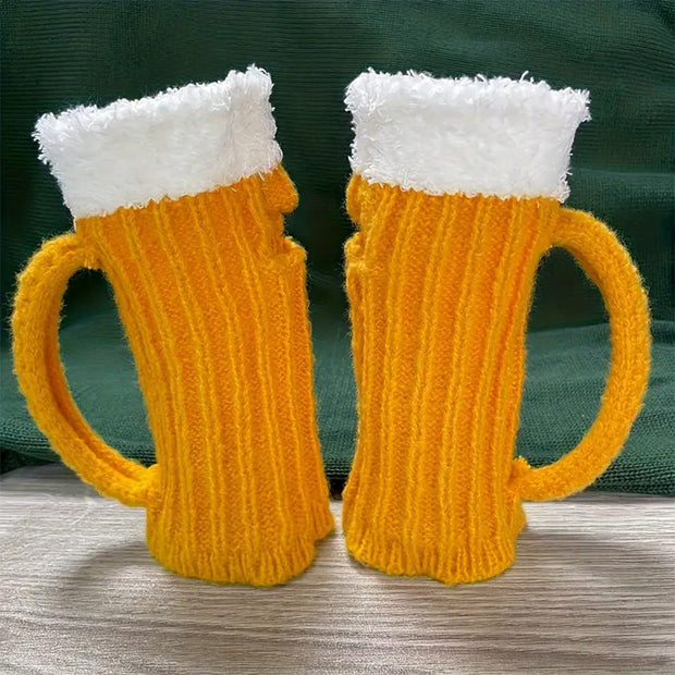 Lilipretty 3D Beer Mug Shape Knitted Half Finger Gloves