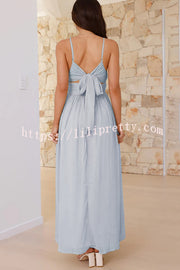 Solid Color Sexy Suspender Backless Lace-up Slim Maxi Dress