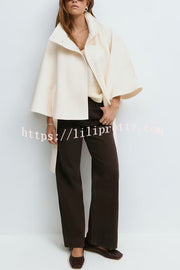 Fashionable Stand Collar Button Waist Tie Loose Cape