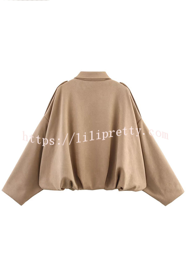 Fashion Lapel Long-sleeved Casual Bomber Jacket