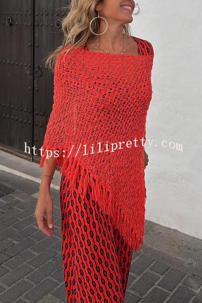 Free Spirit Knit Hollow Out Fringed Loose Shawl