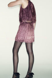 Flowing Elegance Layered Tassels Round Neck Sleeveless A-line Tank