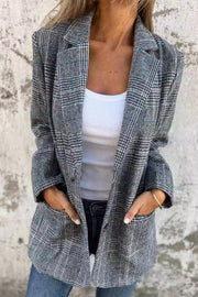 Stylish Retro Houndstooth Lapel Casual Blazer