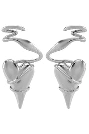 Fashionable Thorn-wrapped Heart Earrings