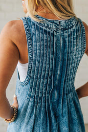 Fashionable and Casual Sleeveless V-neck Lace-up Loose Pocket Jumpsuit
