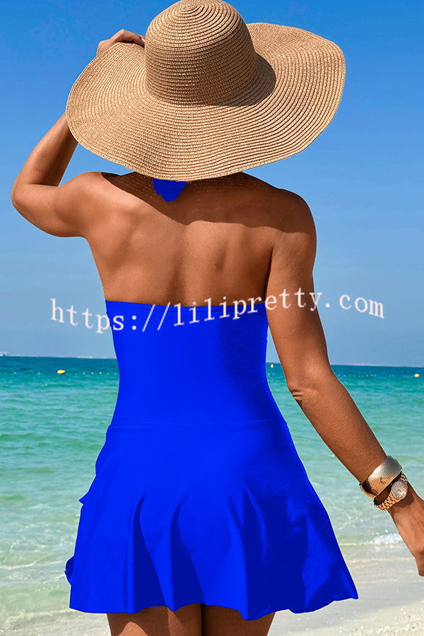 Fashionable Halterneck Waist Hollow Stretch One-piece Swimsuit